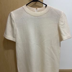 St. John Collection By Marie Gray Off White Knit Short Sleeve Blouse Size M